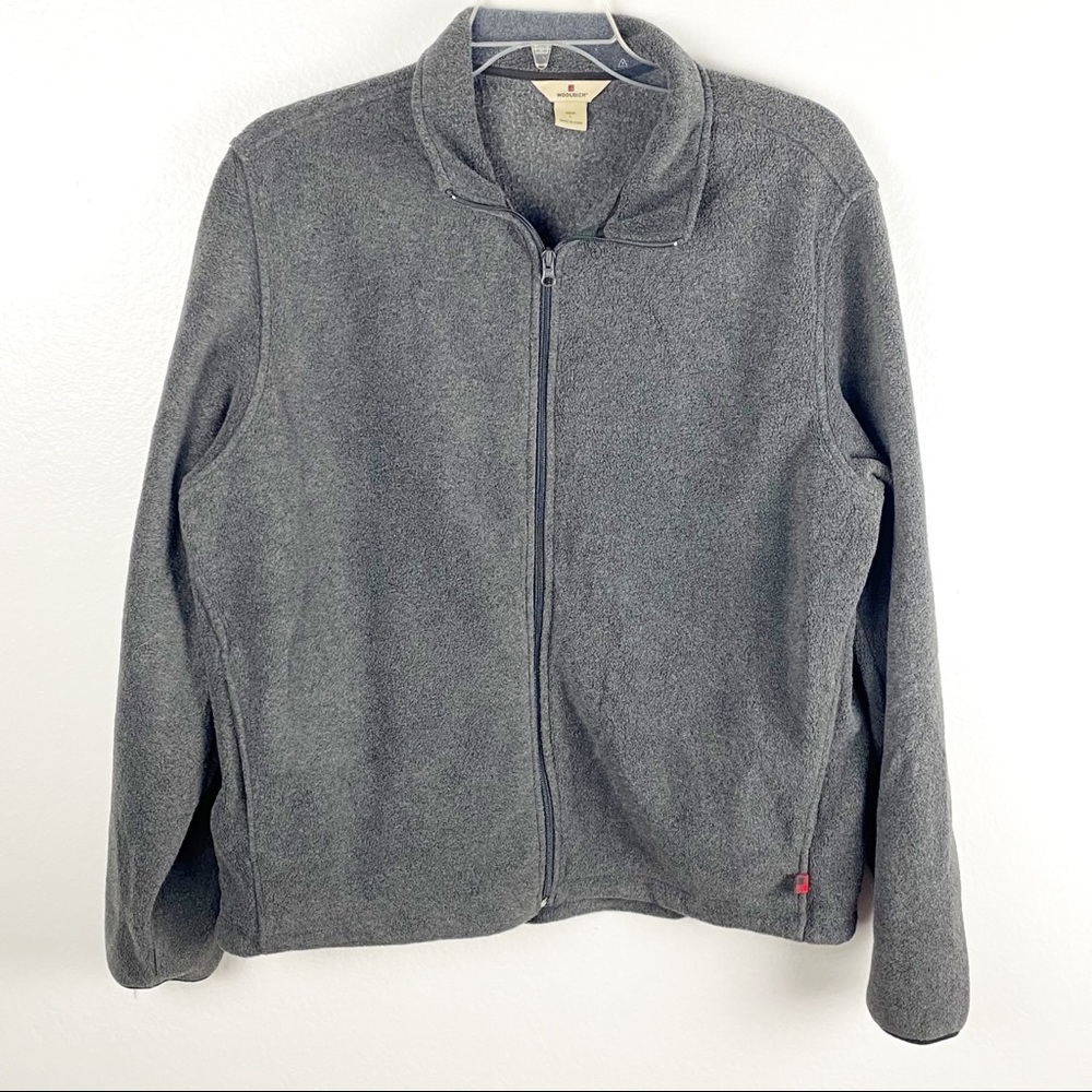 WOOLRICH Charcoal Heather Gray Full Front Zipper Fleece Jacket, Size Large